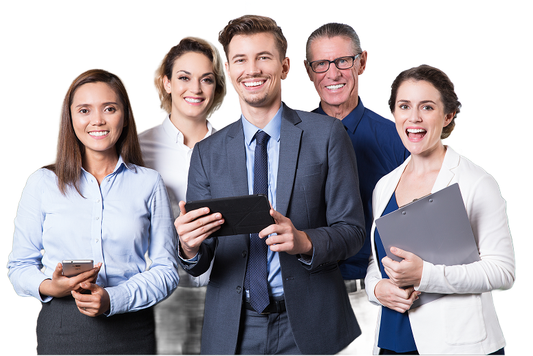 smiling-business-team-standing-conference-room 1